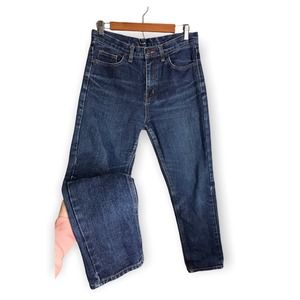 TTOP | Dark Blue High Waisted Straight Leg Jeans High Rise Mom Jeans •